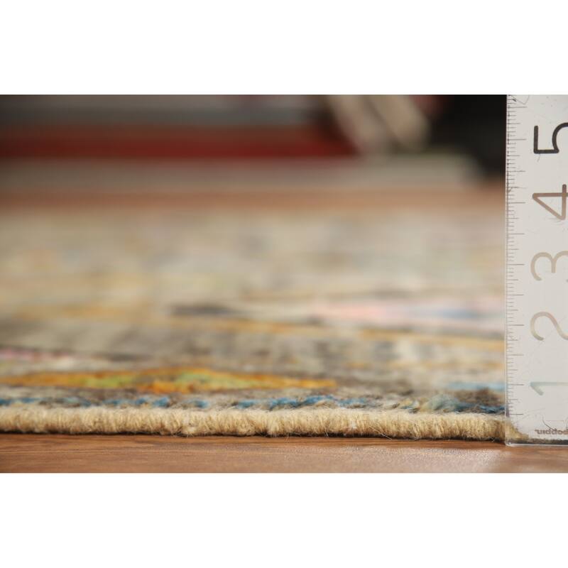 Multi-Color Geometric Moroccan Oriental Rug Hand-Knotted Wool Carpet - 7'0" x 9'7"