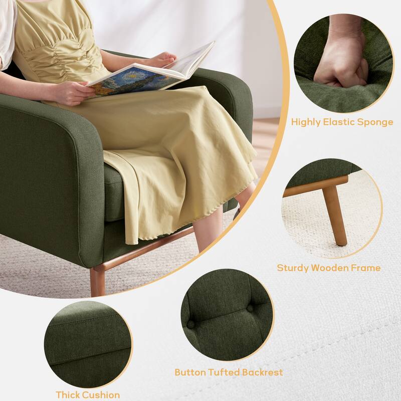 Tufted-Fabric-Upholstered-Accent Chair