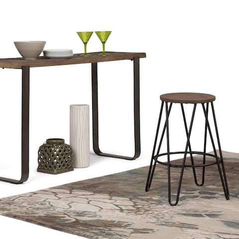 WYNDENHALL Kendall Industrial Metal Counter Height Stool with Wood Seat