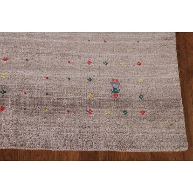 Striped Gabbeh Oriental Area Rug Handmade Wool Carpet - 7'10" x 9'8"
