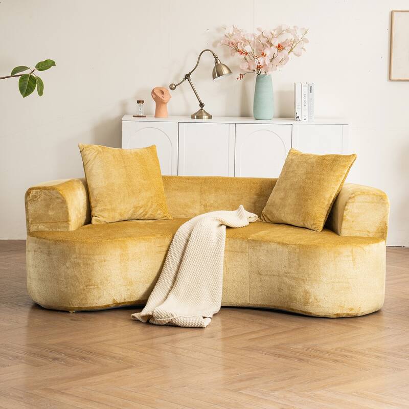 Modern Moon-Shaped Sofa with Advanced Features for Ultimate Comfort - Yellow