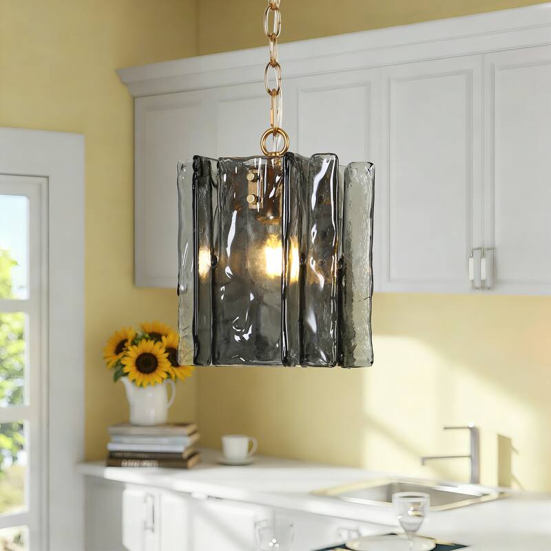 Kasy Modern 1-Light Textured Glass Pendant Light Unique Kitchen Island Light