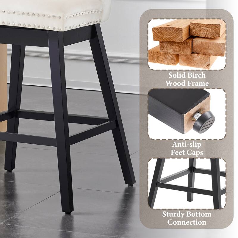 26"/30" Velvet Upholstered Swivel Counter or Bar Height Stools