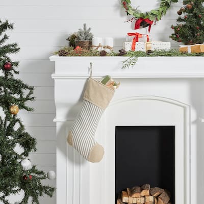 Grace Ticking Stripe Patch Stocking 12x20