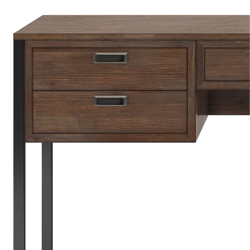 WYNDENHALL Brandt SOLID ACACIA WOOD Modern Industrial 60 inch Wide Desk in Rustic Natural Aged Brown