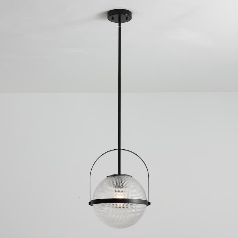 1-Light Modern Minimalist Matte Black/Gold Clear Glass Pendant Light