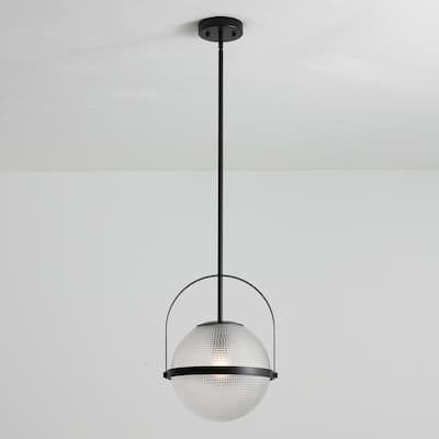 1-Light Modern Minimalist Matte Black/Gold Clear Glass Pendant Light