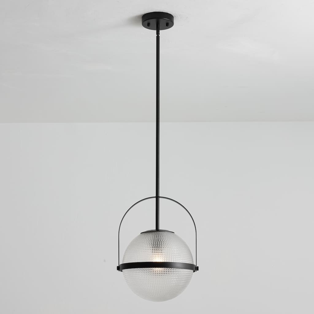 1-Light Modern Minimalist Matte Black/Gold Clear Glass Pendant Light