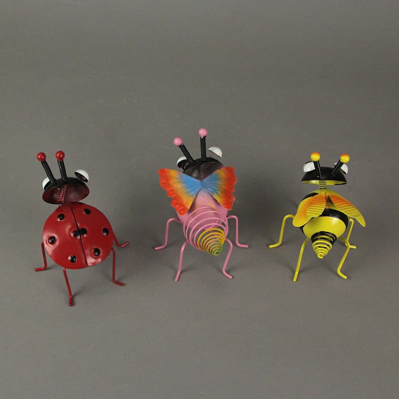 Metal Insect Flower Pot Hanger Ble Bee Ladybug Butterfly (Set Of 3) - 4.75 X 3.75 X 4.25 inches