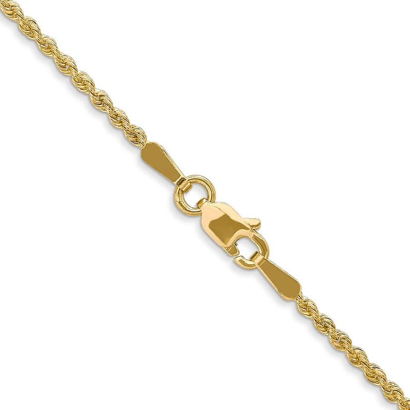 Curata 14k Yellow Gold Lobster Claw Closure 1.0mm Solid Rope Chain Bracelet 7 Inch