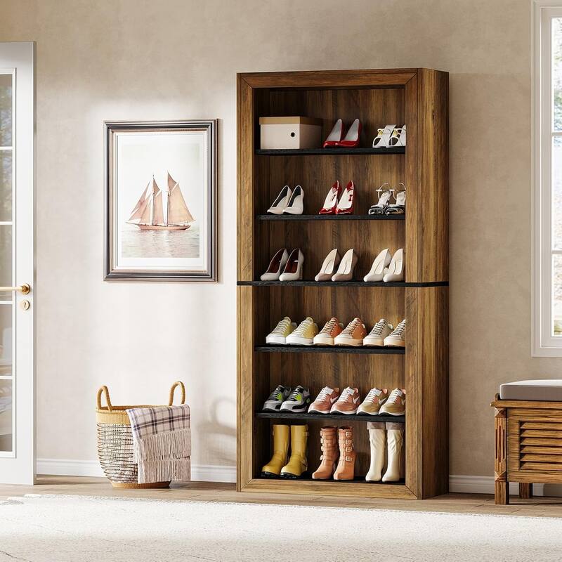 74.4'' Tall Freestanding Shoe Cabinet, Shoe Rack, Closet Storage for Entryway Living Room