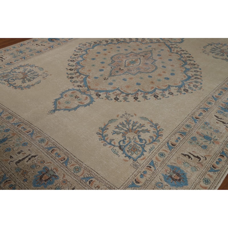 Medallion Tabriz Persian Area Rug Hand-Knotted Wool Carpet - 8'2"x 10'10"