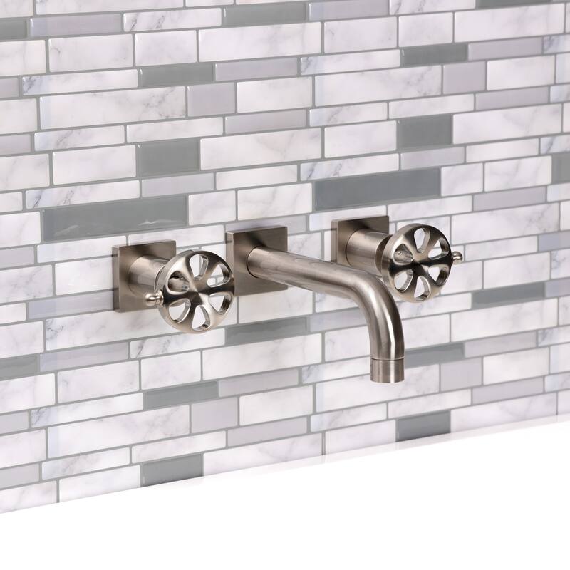 Belknap Two-Handle 3-Hole Wall Mount Bathroom Faucet in Polished Nickel