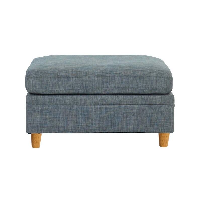 Living Room Furniture Ottoman Dorris Fabric 1pc Cushion ottomans Wooden Legs Deco