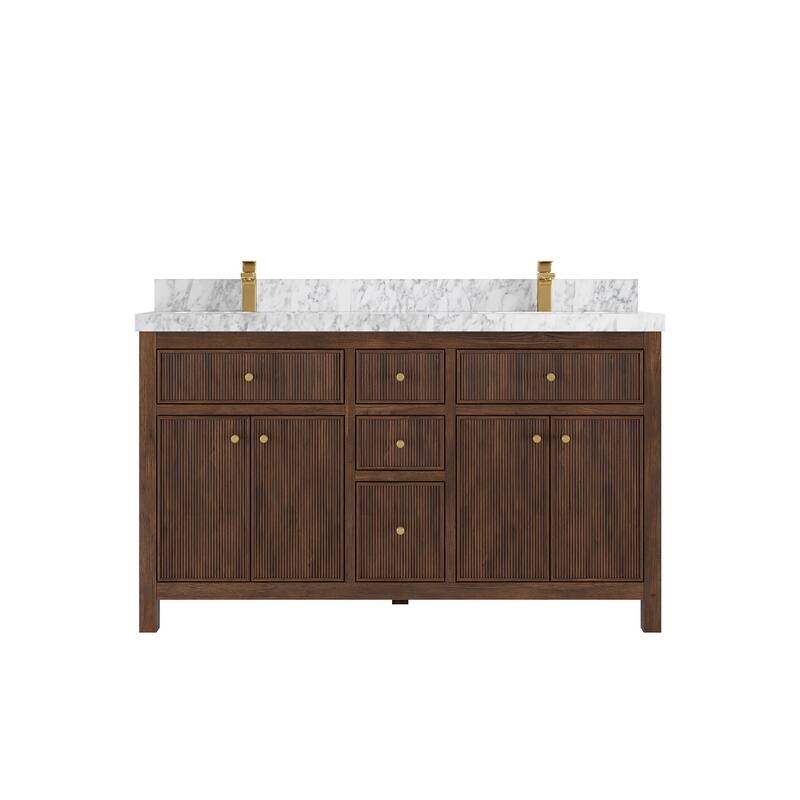 Willow Collections 60 in. W x 22 in. D Sonoma Teak Double Sink Bathroom Vanity with Countertop