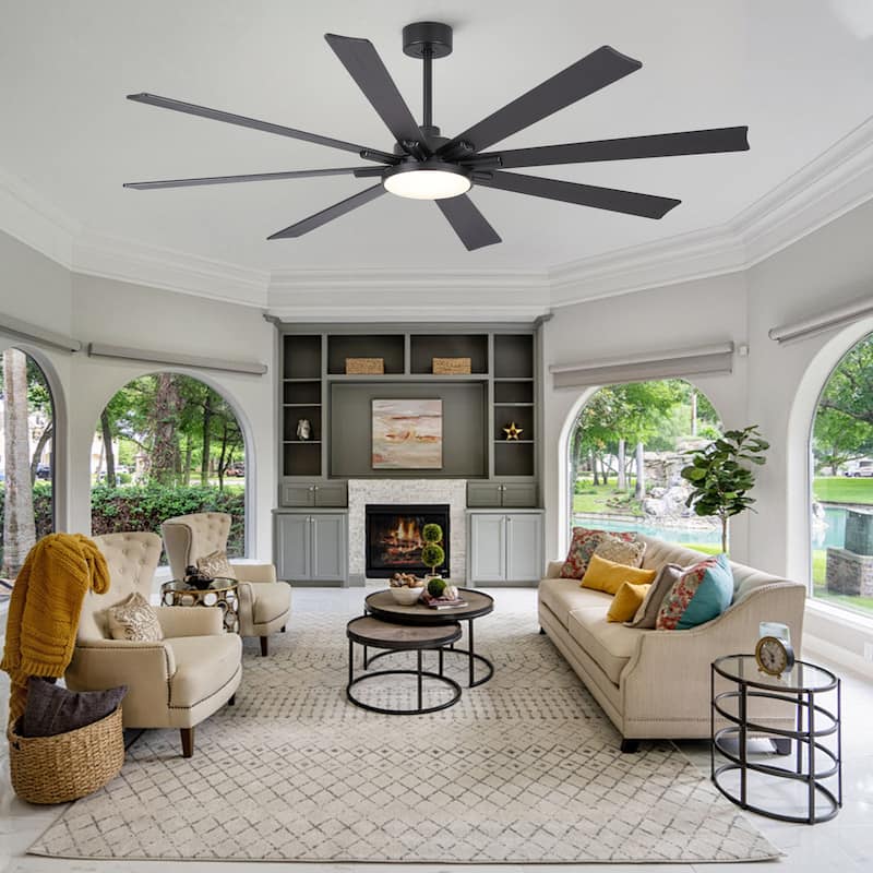 Gabriel 72 in. Indoor Black PlyWood Smart Ceiling Fan with Integrated LED, Works with Alexa/Google