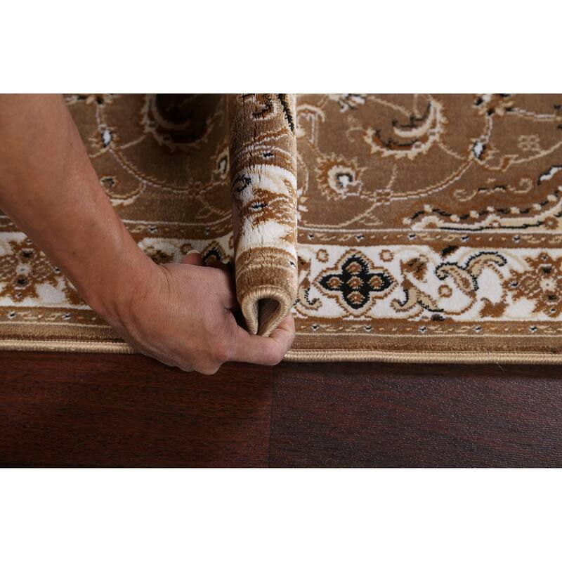 Traditional Brown Floral Oriental Tabriz Area Rug Turkish Carpet