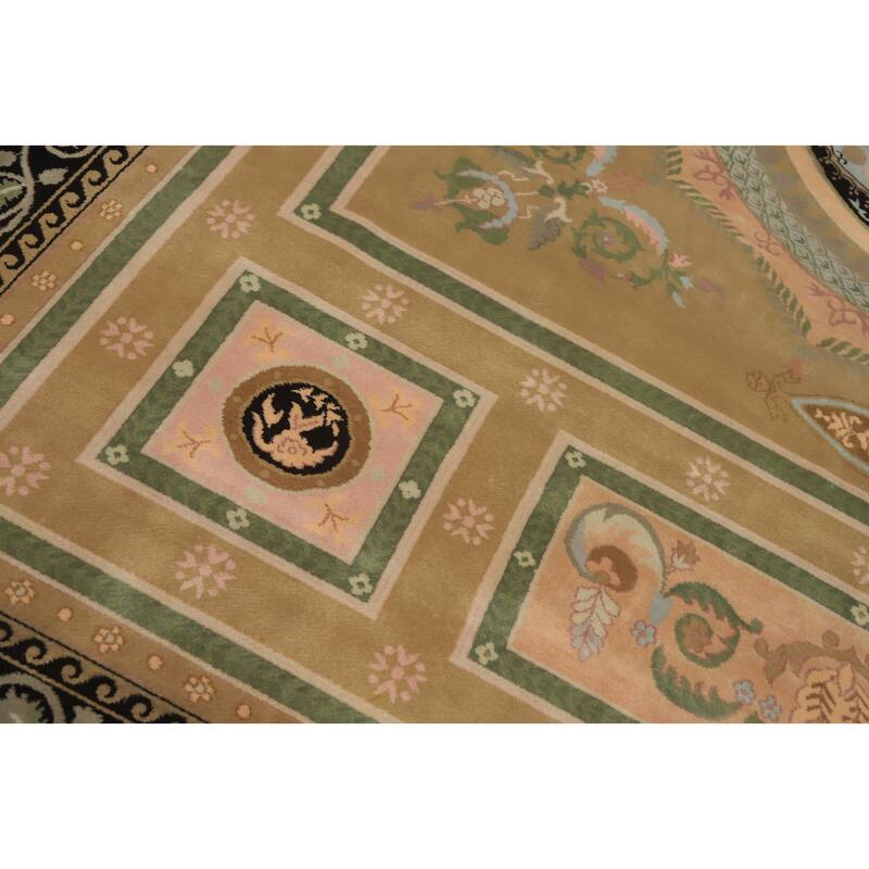 Hand-knotted Traditional Wool Brown Geometric Oriental Area Rug - 11' 8'' X 8' 9''