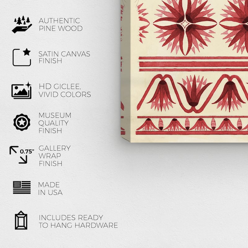 Wynwood Studio Canvas Abstract Floor Covering Red White and Cream White Traditional Wall Art Canvas Print