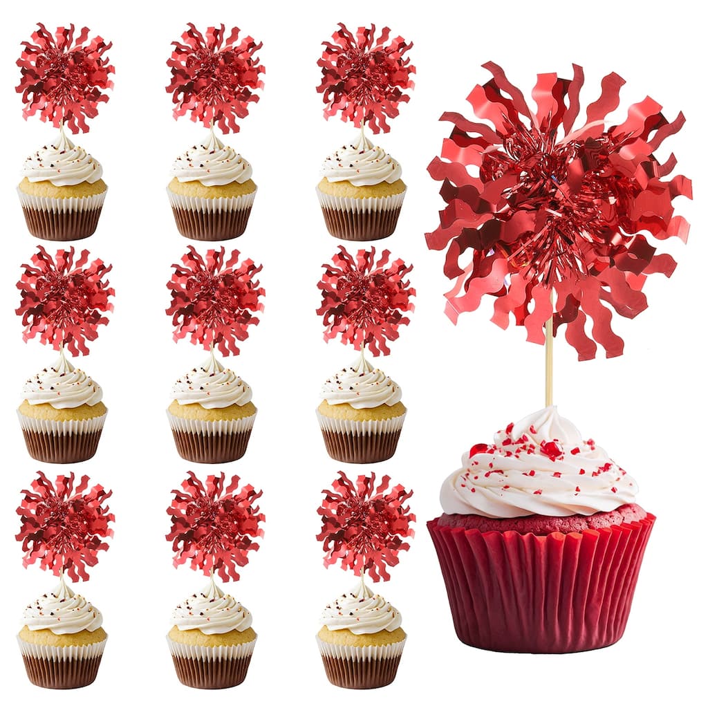 50 Pcs Firework Cupcake Toppers Sparkle Tassel Picks
