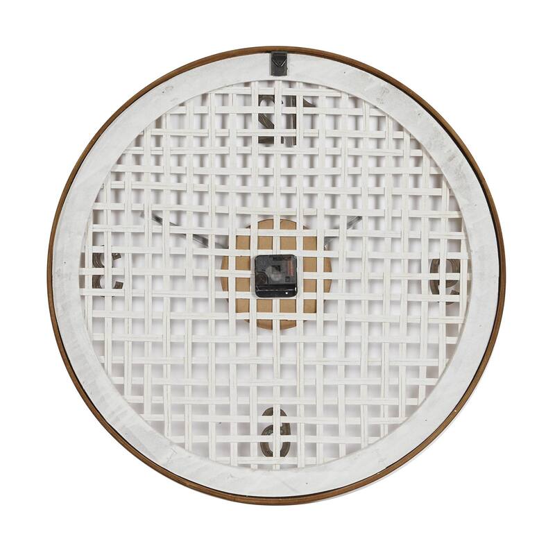 Wood Wall Clock with Grid Mesh - White - Roche River Decor