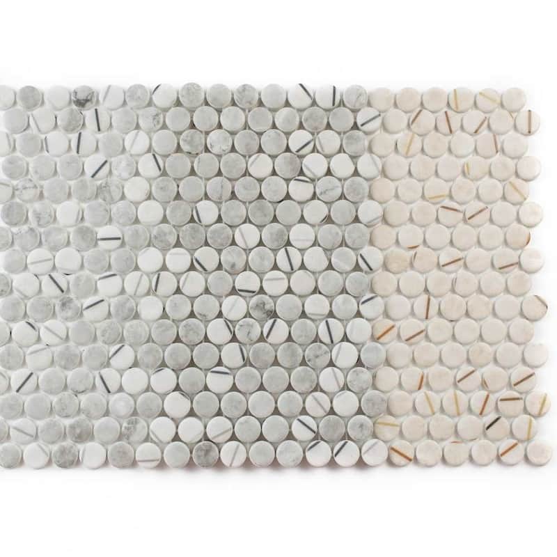 Eterna Penny 12x12 Glass Round Mosaic Tile - Floor, Wall, Backsplash