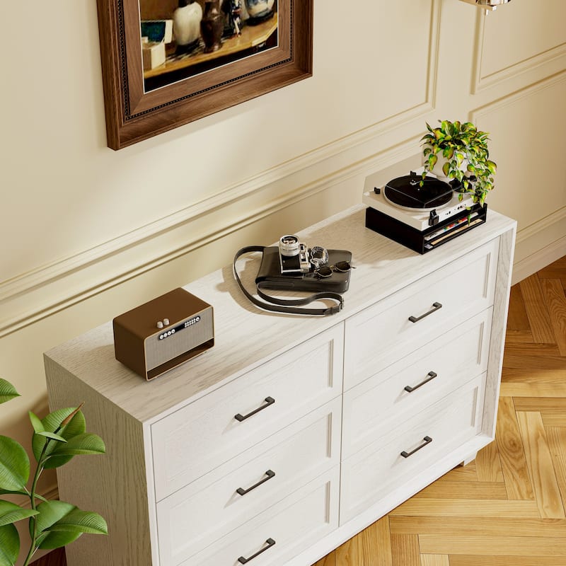 Modern Wooden Chest of Drawers with 6 Spacious Storage Compartments, Dark Brown Entryway Cabinet Dresser