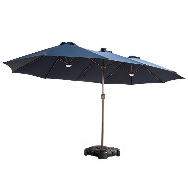 XIZZI Outdoor Patio Umbrella with Solar LED Lights and Base