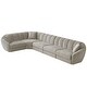 preview thumbnail 9 of 12, Slope Arm Chenille Fabric Rectangle Sectional Sofa Scallop Sofa in Light Brown