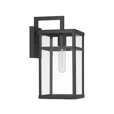 Blake Metal and Clear Glass Paneled Wall Mounted Outdoor Light - 8.5"L x 6.5"W x 14.4"H