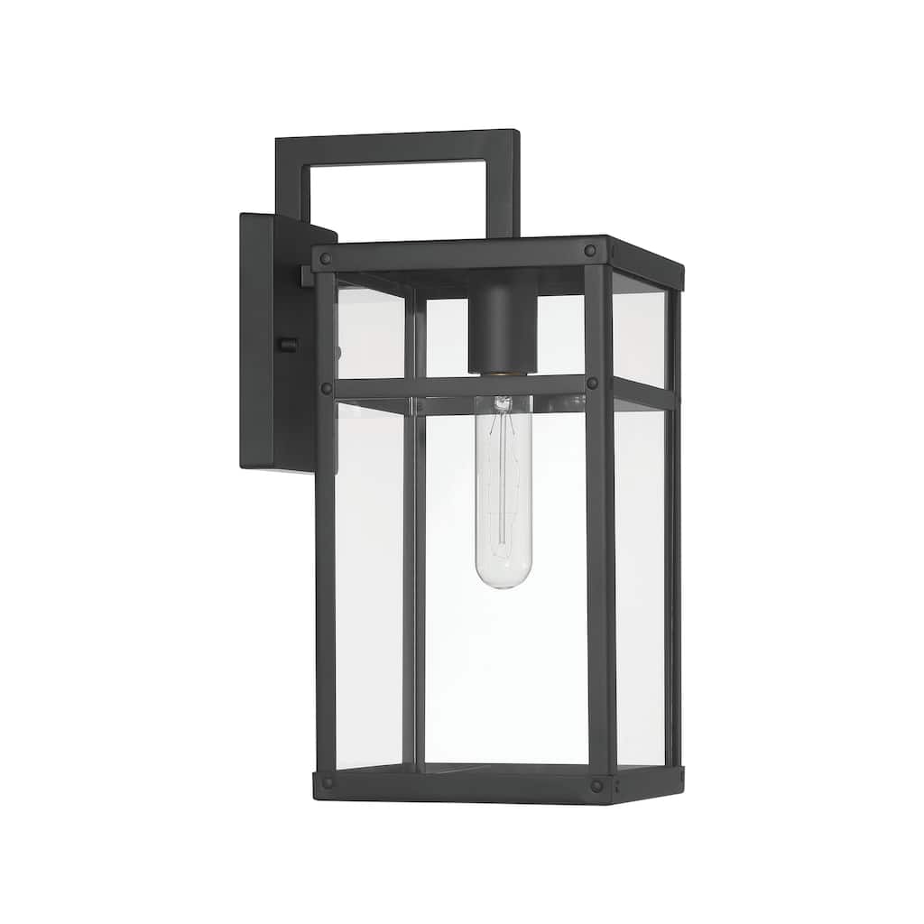 Blake Metal and Clear Glass Paneled Wall Mounted Outdoor Light - 8.5"L x 6.5"W x 14.4"H