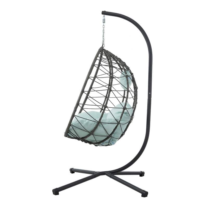 Hanging Egg Chair with Stand - Rattan Swing for Patio & Home