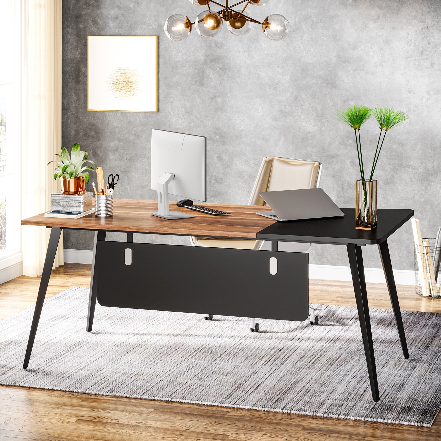 Home Office Desk-63 inch Large Computer Desk Table for Black