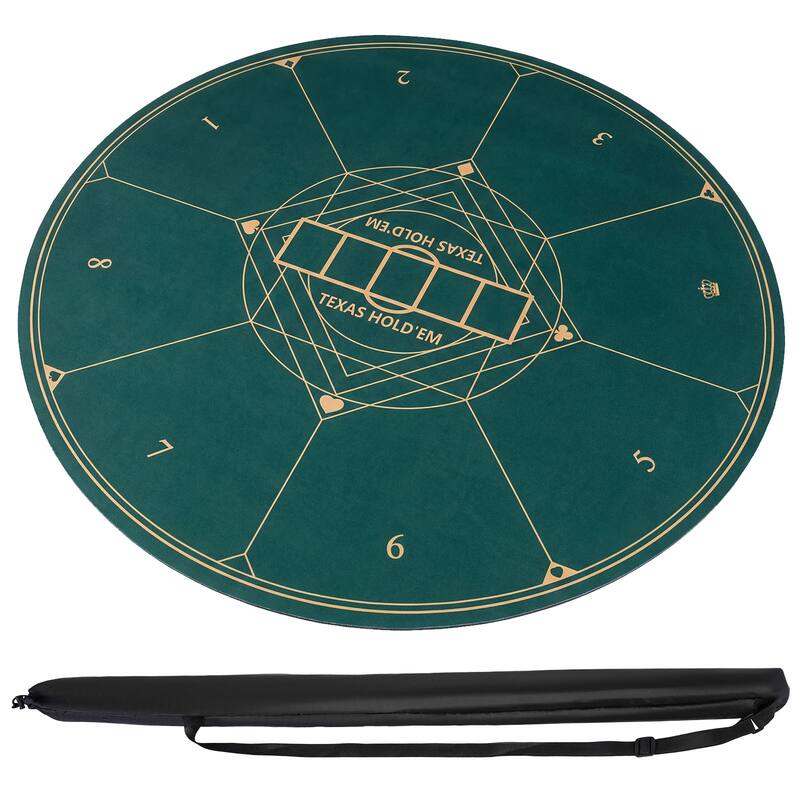 Gymax Round Poker Mat for Texas Hold'em 47'' 8-Player Poker Table Top - Green