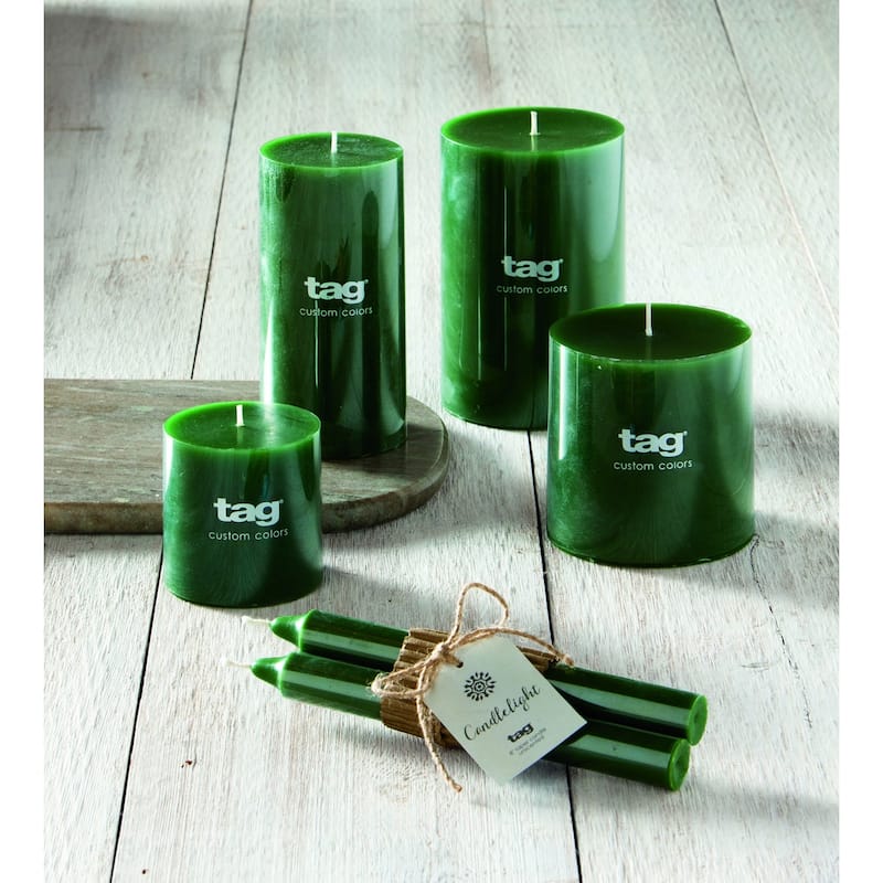 3X3 Paraffin Wax Pillar Dark Green Burn Time 30 Hours