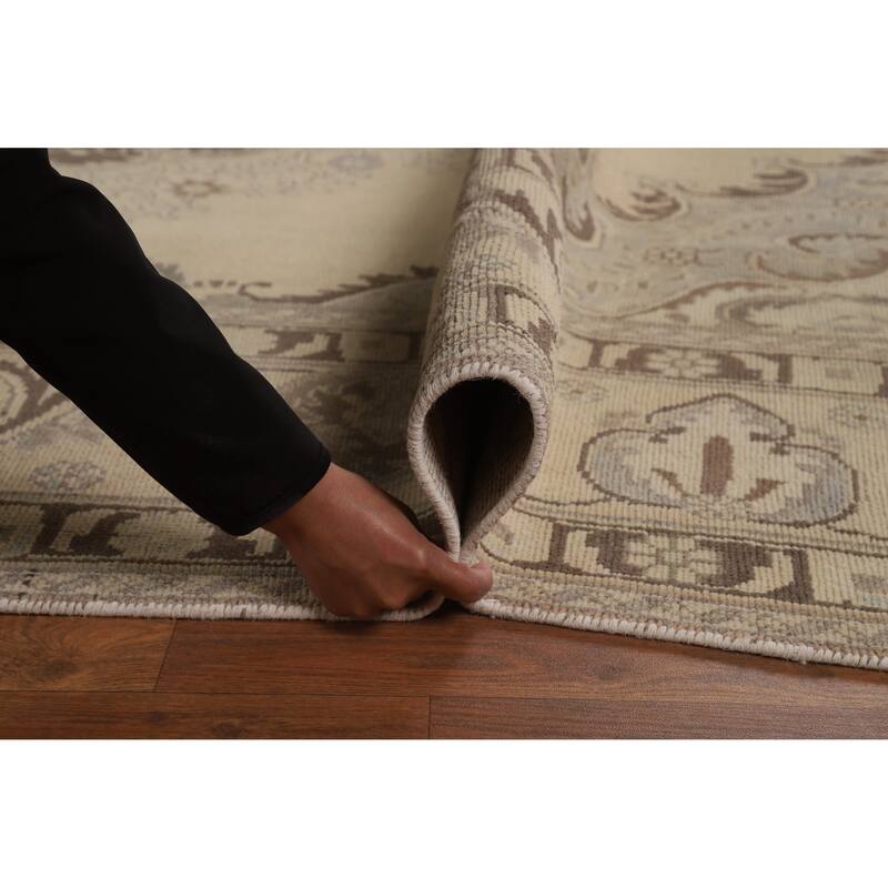 Tabriz Persian Vintage Area Rug Bedroom Hand-Knotted Wool Carpet - 9'6" x 12'11"
