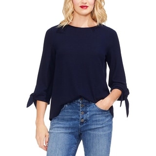 Vince Camuto Womens Tie Sleeves Sheer Pullover Top