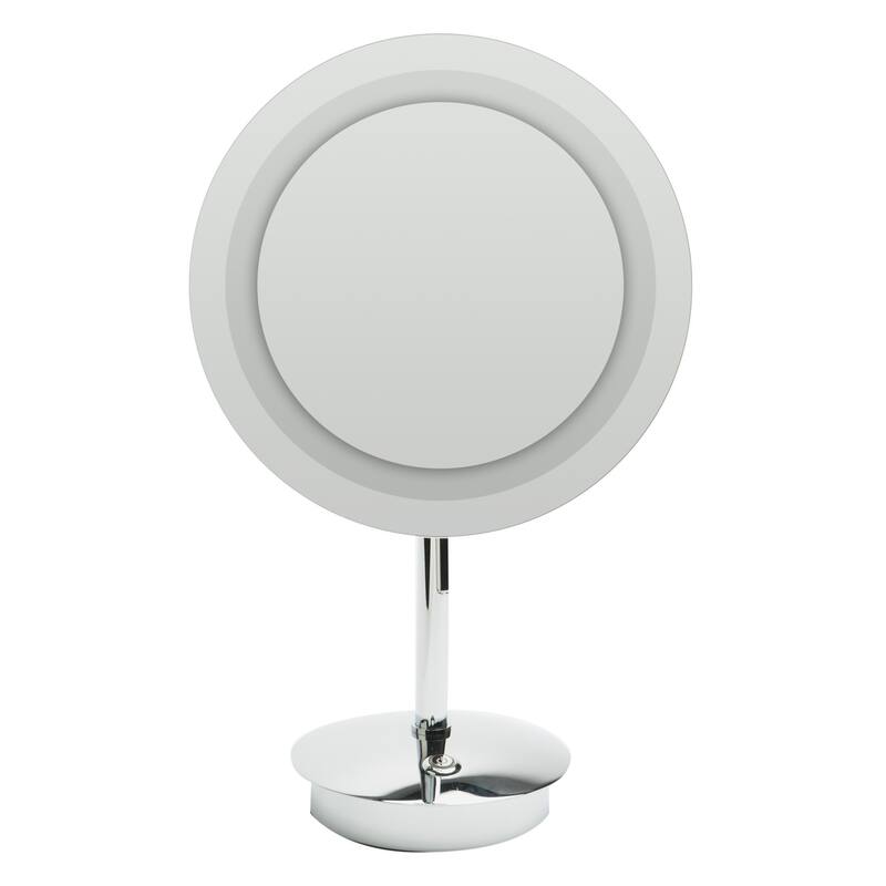 ALFI brand ABM9FLED-PC Polished Chrome Tabletop Round 9" 5x Magnifying Cosmetic Mirror with Light - Grey