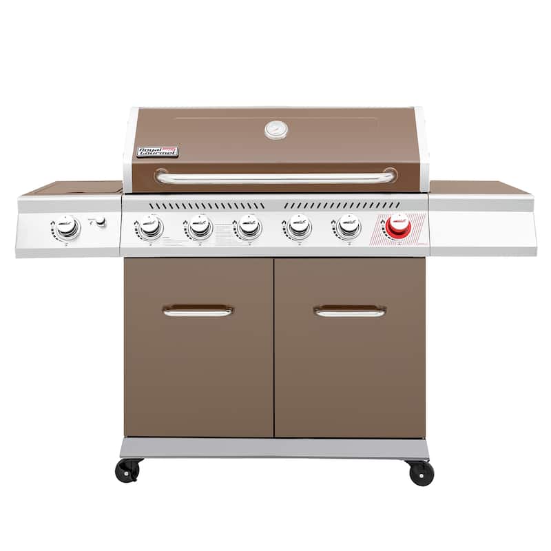 Royal Gourmet 6-Burner Gas Grill with Sear & Side Burner, coffee - Propane Gas