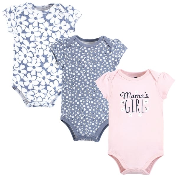 slide 1 of 1, Hudson Baby Infant Girl Cotton Bodysuits, Mamas Girl Tiny Flower 12-18 Months - Mamas Girl Tiny Flower
