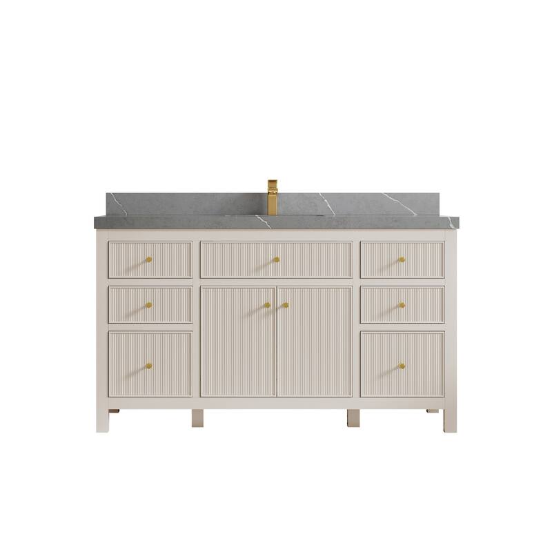 Willow Collections 60 in W x 22 in D Sonoma Free Standing Reeded Single Sink Bathroom Vanity with Countertop
