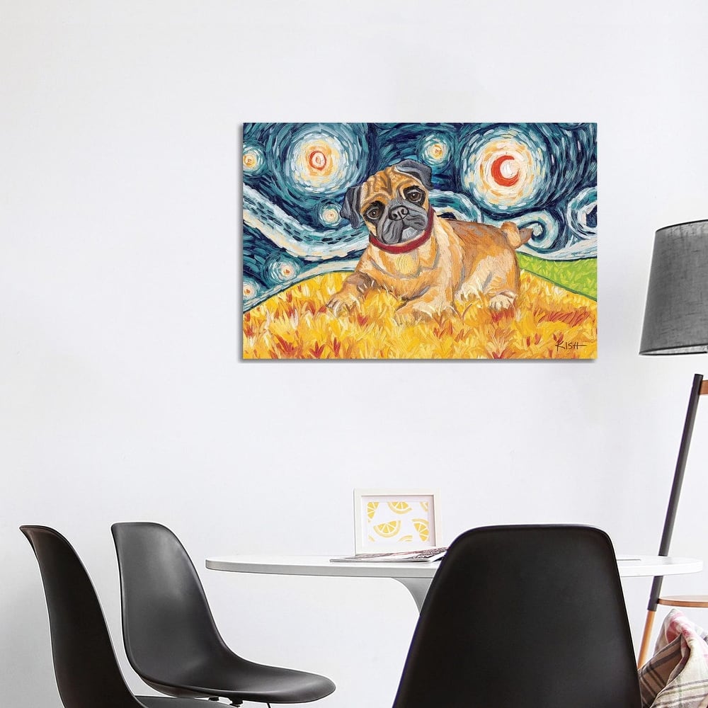 iCanvas "Pug On A Starry Night" by Gretchen Kish Serrano Canvas Print