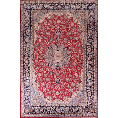 Traditional Najafabad Large Vintage Persian Rug Handmade Wool Carpet - 9'6" x 14'4"