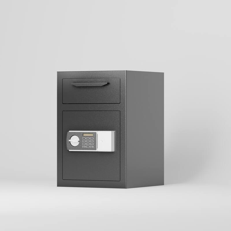 Depository Safe Made of Carbon Steel Electronic Code Lock Depository Safe with Deposit Slot for Home Hotel Restaurant and Office - Black