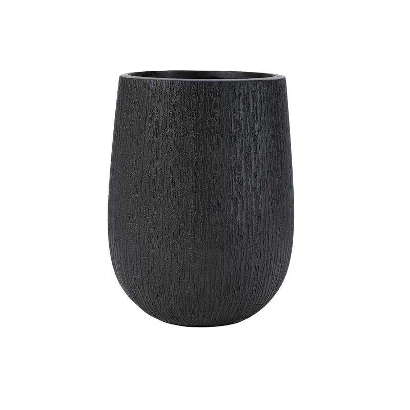 Egg-Shaped Lightweight MGO Outdoor Planter Set of 3,Modern Stone-Look Textured Flower Pots with Drainage Holes and Rubber Plug