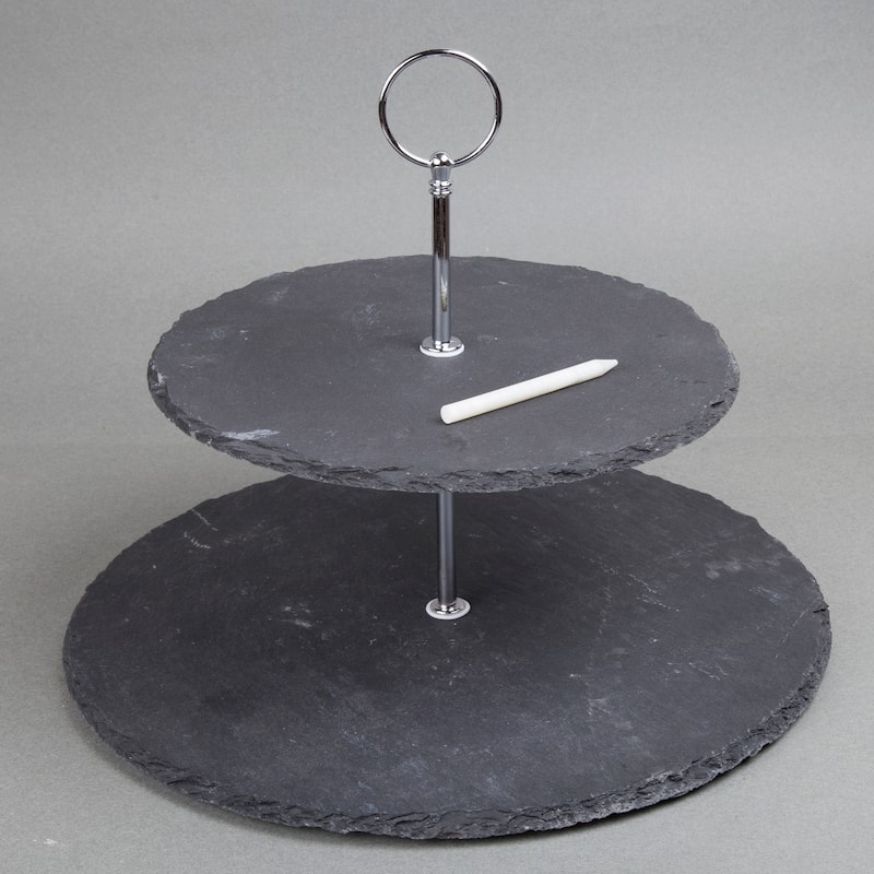 Creative Home 2-Tier Natural Slate Serving Stand