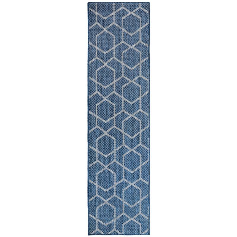 Nourison Horizon Indoor/Outdoor Geometric Area Rug - 2'2" x 8' - Denim