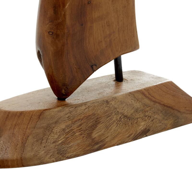 Teak Wood Sail Boat Handmade Decorative Sculpture - Set of 3 Brown - Roche River Decor
