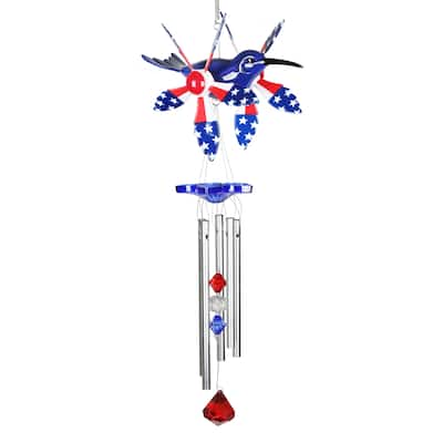 Exhart WindyWing Patriotic Whirligig Hummingbird Wind Chime, 7 by 18 Inches
