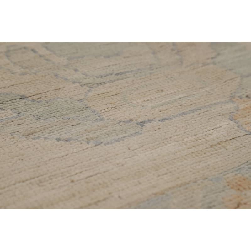 Hand Knotted Oriental 100% Wool Carpet Transitional All-Over Beige & Ivories Oushak Area Rug - 13' 9'' X 10' 0''